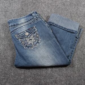 Angels Embellished Denim Capri Jeans Size 11 – Rhinestone Pocket Bling